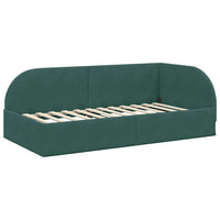 Cornice del letto ad angolo Verde Scuro 100 cm x 200 cm Velluto