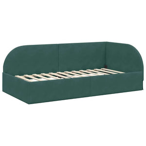 Cornice del letto ad angolo Verde Scuro 100 cm x 200 cm Velluto