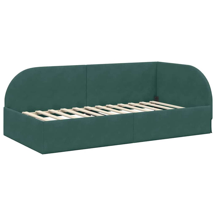 Cornice del letto ad angolo Verde Scuro 100 cm x 200 cm Velluto