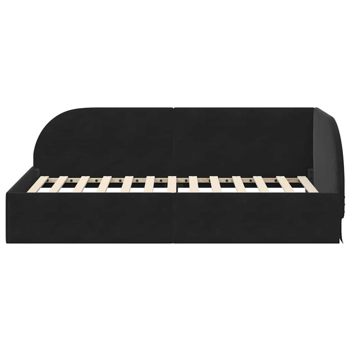 Cornice del letto ad angolo Nero 100 cm x 200 cm Velluto