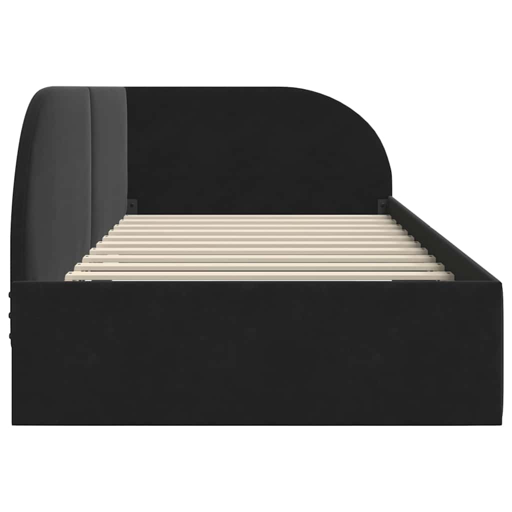 Cornice del letto ad angolo Nero 100 cm x 200 cm Velluto