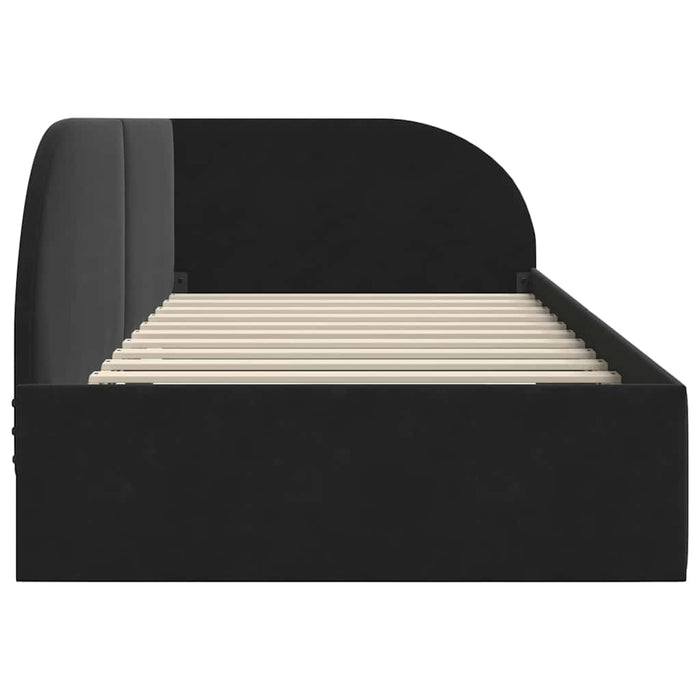 Cornice del letto ad angolo Nero 100 cm x 200 cm Velluto