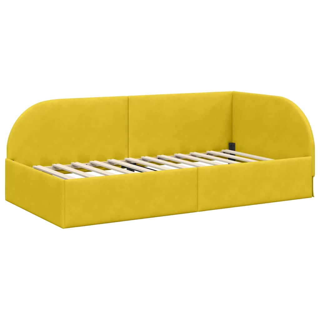 Cornice del letto ad angolo Giallo 100 cm x 200 cm Velluto 42016662