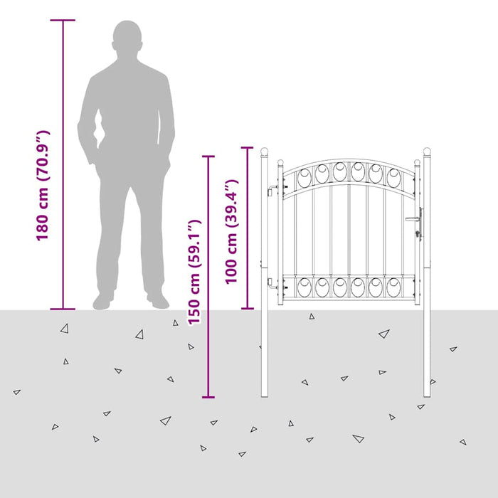 Cancello per recinzione con blocco Grigio 100 x 100 cm 42008972