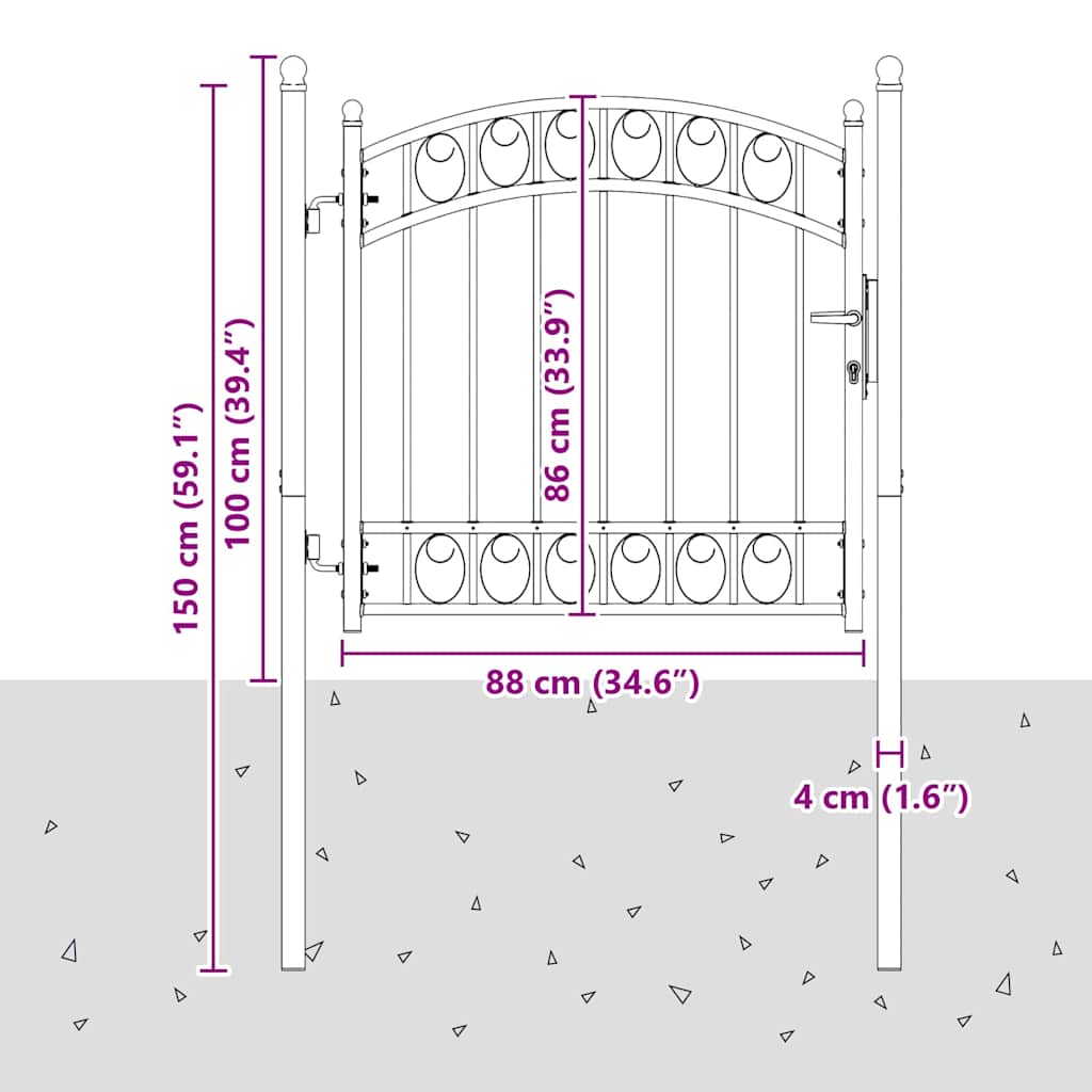 Cancello per recinzione con blocco Grigio 100 x 100 cm 42008972