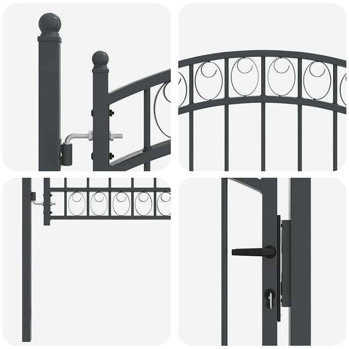 Cancello per recinzione con blocco Grigio 125 x 100 cm 42008973