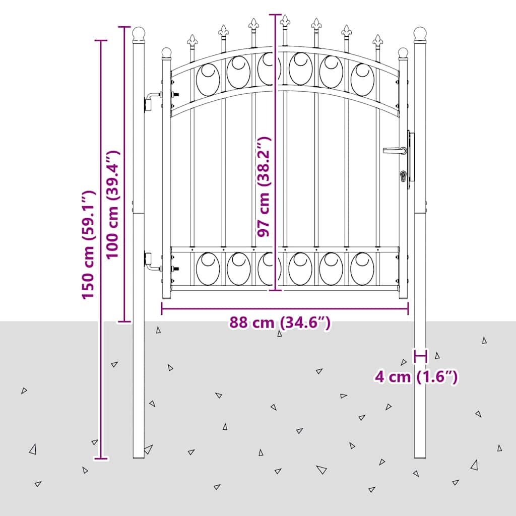 Cancello della recinzione con punte Grigio 100 x 100 cm 42008987