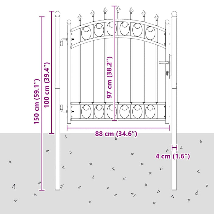 Cancello della recinzione con punte Grigio 100 x 100 cm 42008987