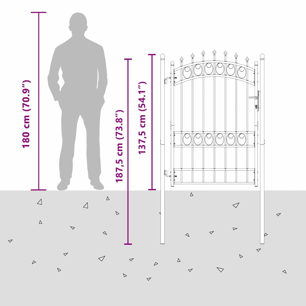 Cancello della recinzione con punte Grigio 170 x 100 cm 42008990
