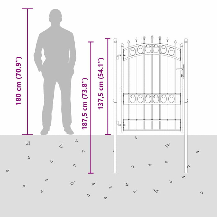 Cancello della recinzione con punte Grigio 170 x 100 cm 42008990