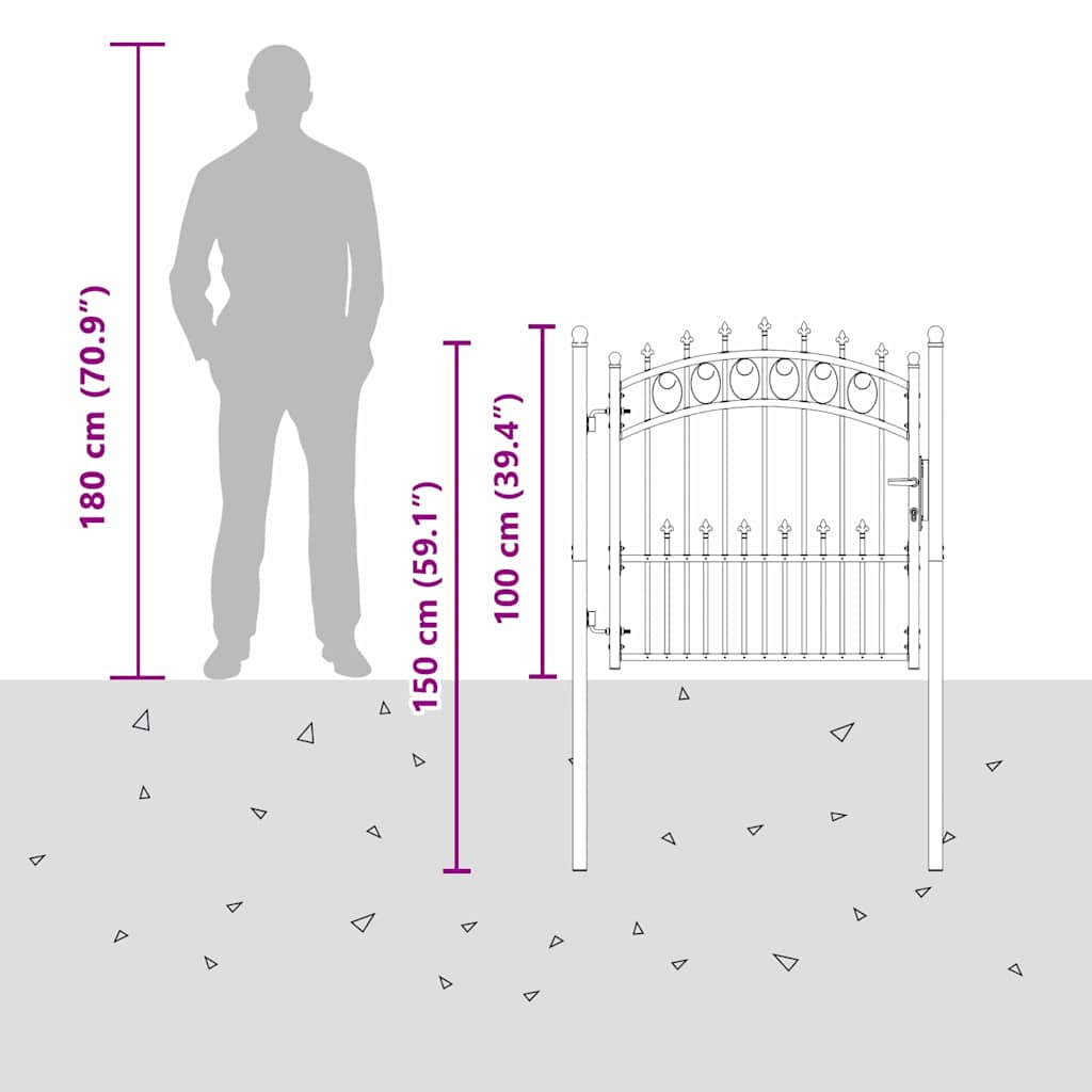 Cancello della recinzione con punte Grigio 100 x 100 cm 42009002