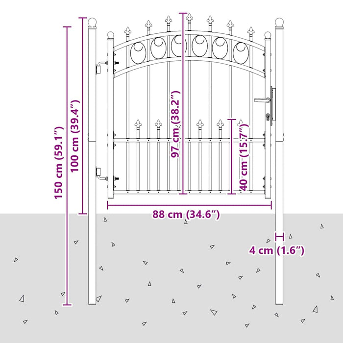 Cancello della recinzione con punte Grigio 100 x 100 cm 42009002