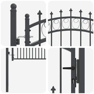 Cancello della recinzione con punte Grigio 125 x 100 cm 42009003