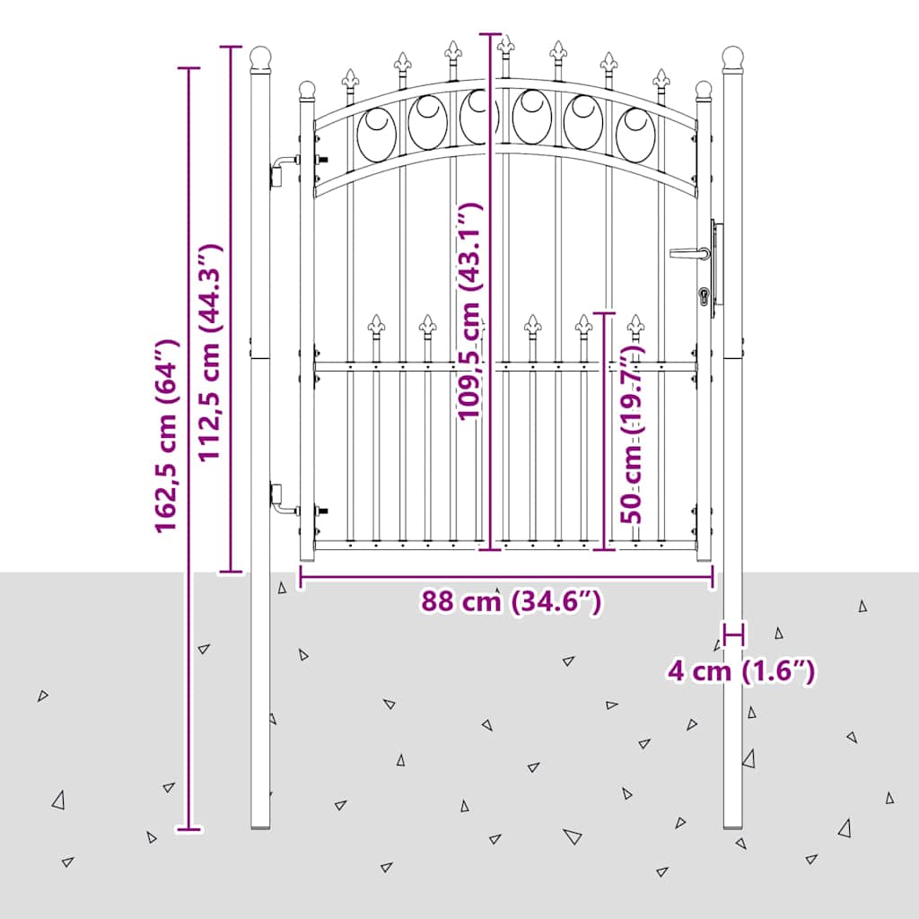 Cancello della recinzione con punte Grigio 125 x 100 cm 42009003