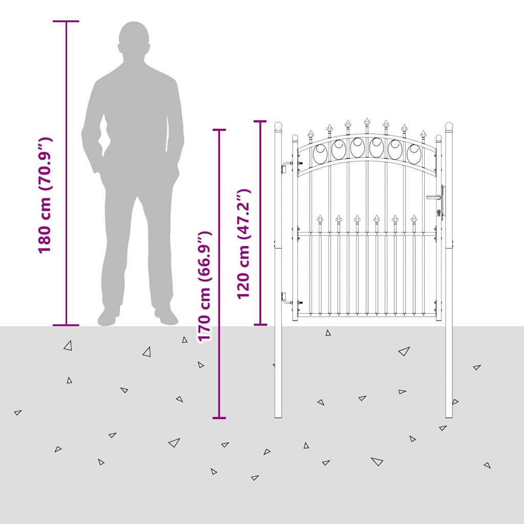 Cancello della recinzione con punte Grigio 150 x 100 cm 42009004
