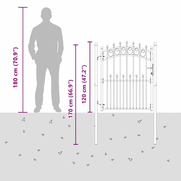 Cancello della recinzione con punte Grigio 150 x 100 cm 42009004