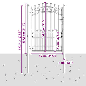 Cancello della recinzione con punte Grigio 170 x 100 cm 42009005