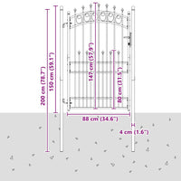 Cancello della recinzione con punte Grigio 200 x 100 cm 42009006