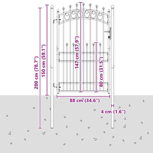 Cancello della recinzione con punte Grigio 200 x 100 cm 42009006