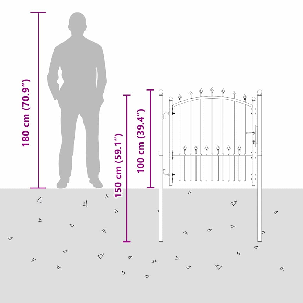 Cancello della recinzione con punte Grigio 100 x 100 cm 42009017