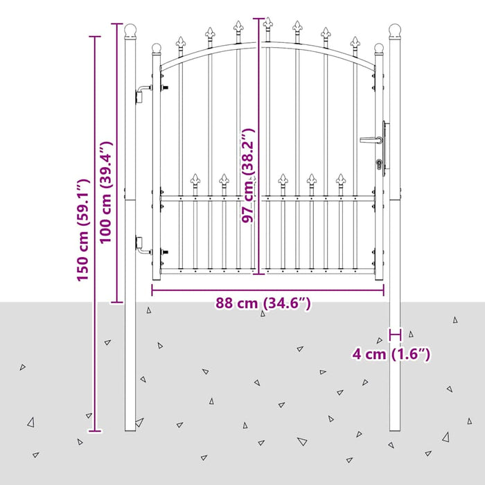 Cancello della recinzione con punte Grigio 100 x 100 cm 42009017