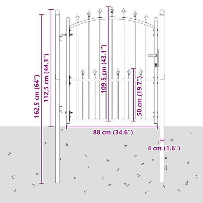 Cancello della recinzione con punte Grigio 125 x 100 cm 42009018