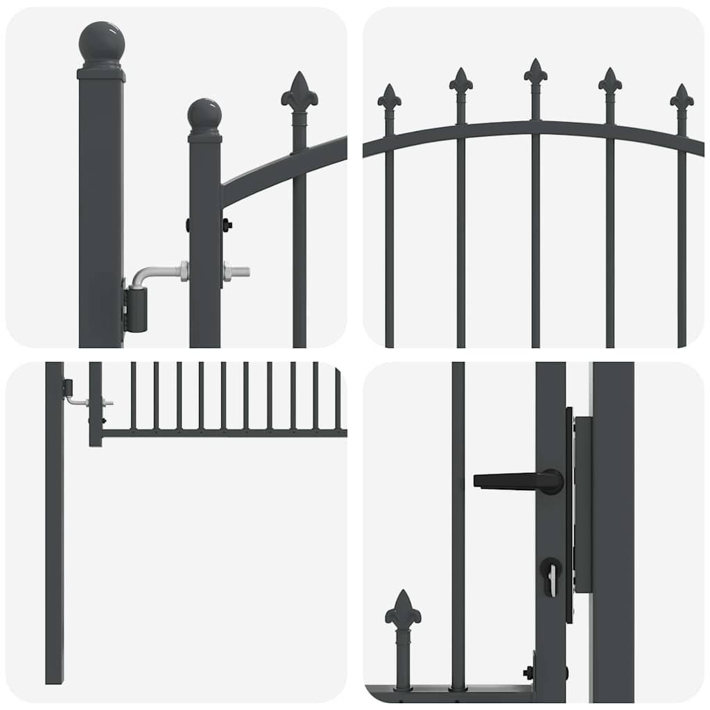 Cancello della recinzione con punte Grigio 150 x 100 cm 42009019