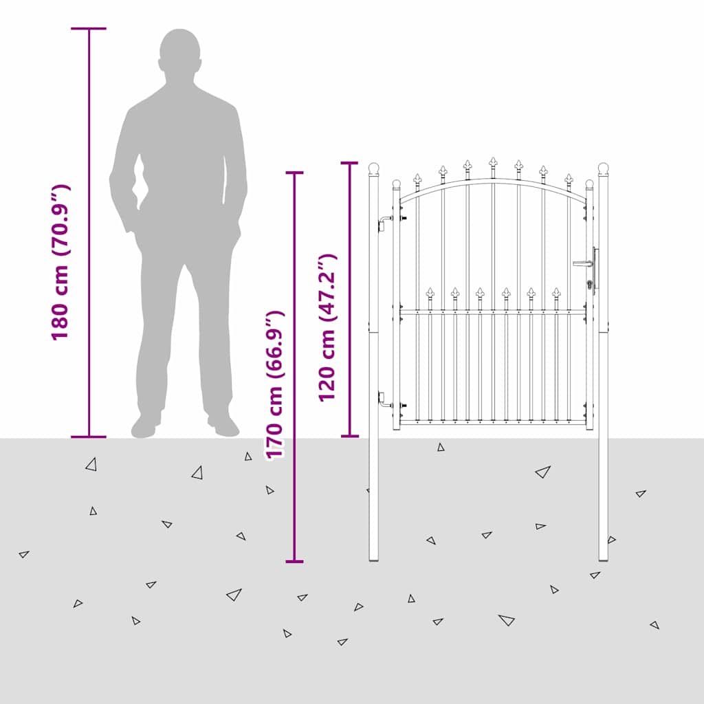 Cancello della recinzione con punte Grigio 150 x 100 cm 42009019