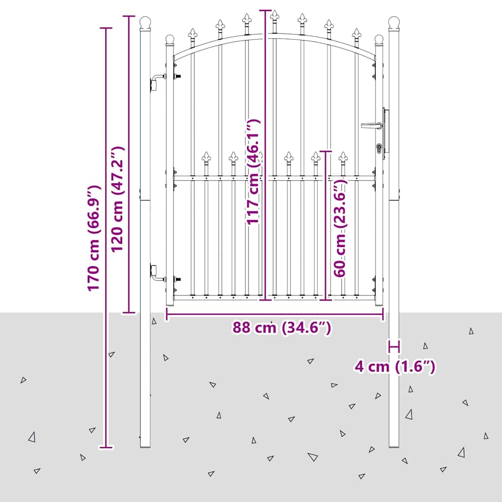 Cancello della recinzione con punte Grigio 150 x 100 cm 42009019