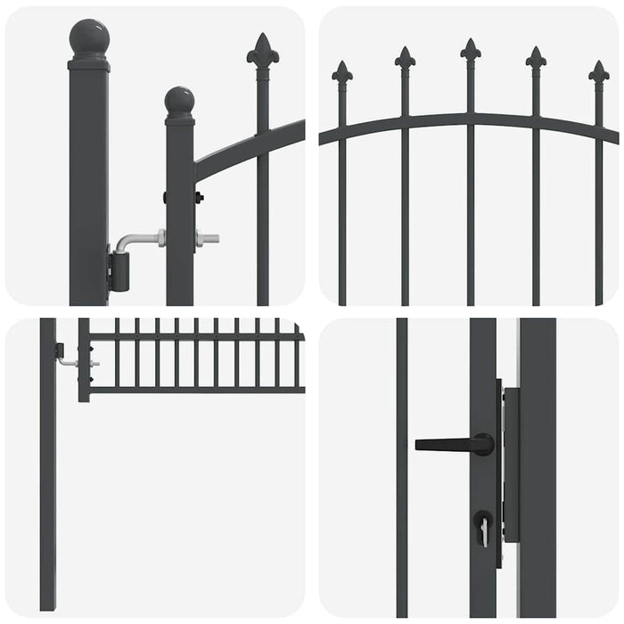 Cancello della recinzione con punte Grigio 170 x 100 cm 42009020