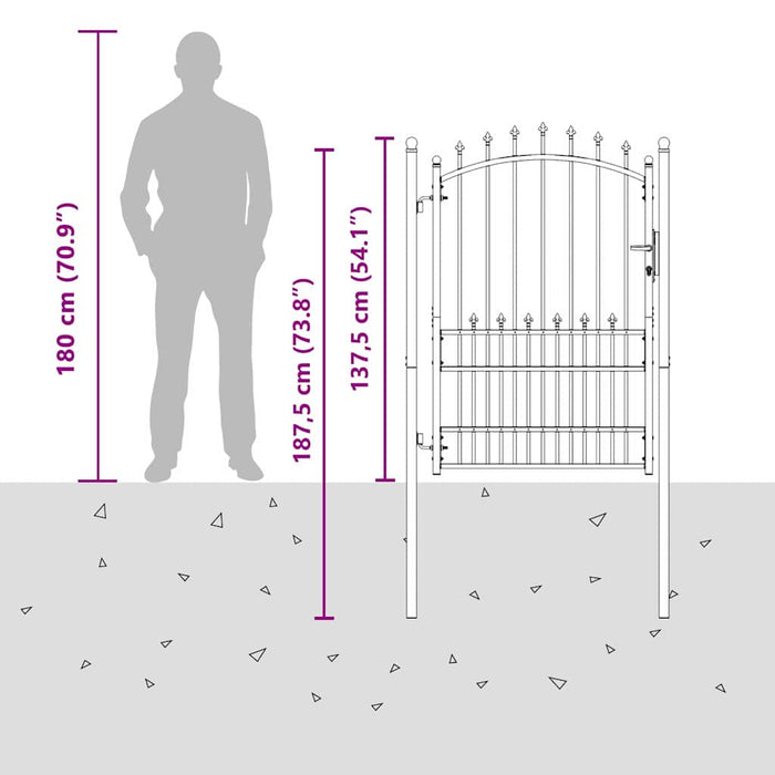Cancello della recinzione con punte Grigio 170 x 100 cm 42009020
