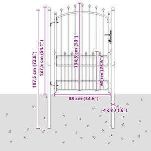 Cancello della recinzione con punte Grigio 170 x 100 cm 42009020