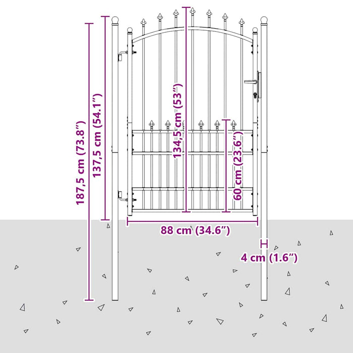 Cancello della recinzione con punte Grigio 170 x 100 cm 42009020