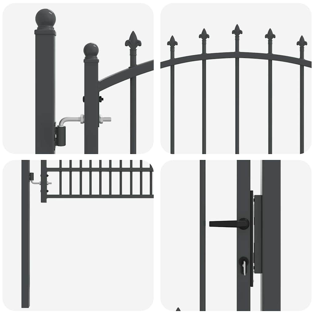 Cancello della recinzione con punte Grigio 200 x 100 cm 42009021