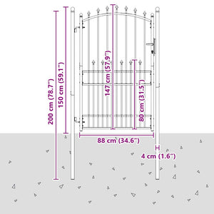 Cancello della recinzione con punte Grigio 200 x 100 cm 42009021