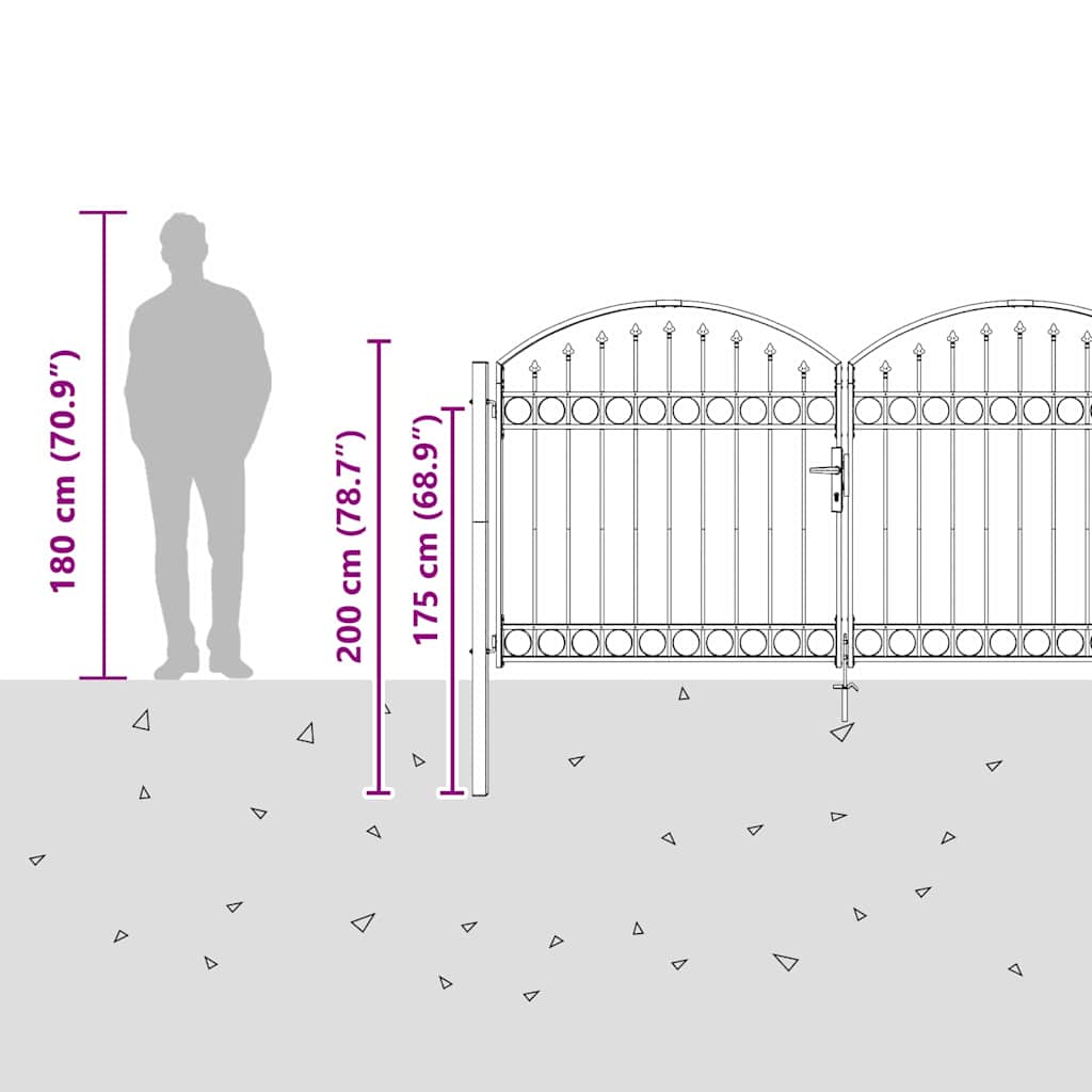 Cancello del Recinto con blocco Grigio 300 x 150 cm Acciaio 42008935