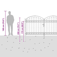 Cancello del Recinto con blocco Grigio 300 x 150 cm Acciaio 42008935
