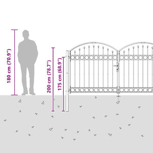Cancello del Recinto con blocco Grigio 300 x 150 cm Acciaio 42008935