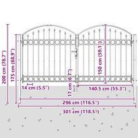 vidaXL Cancello del Recinto Altro Grigio 300 x 150 cm Acciaio