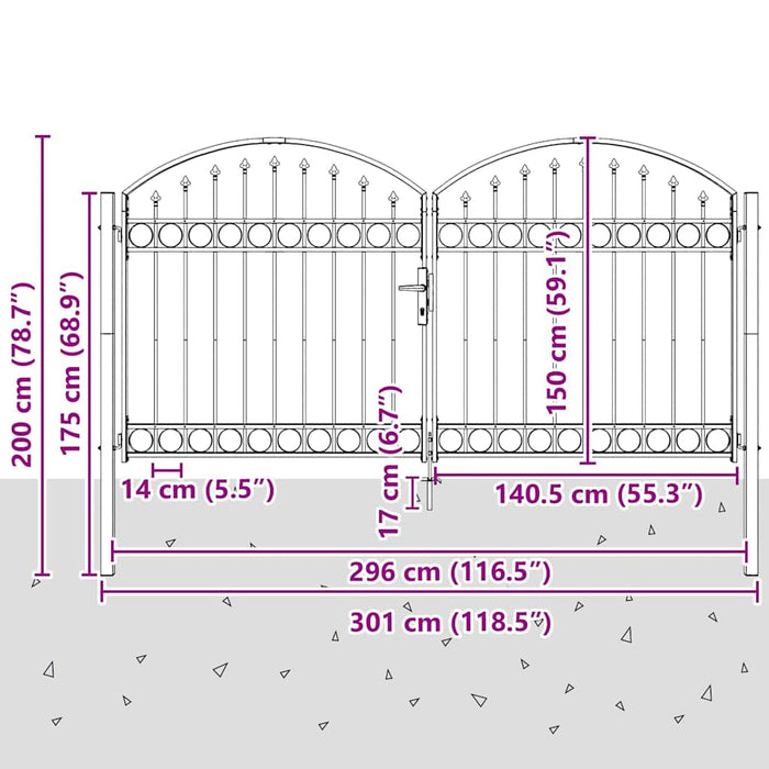 vidaXL Cancello del Recinto Altro Grigio 300 x 150 cm Acciaio
