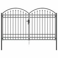 Cancello del Recinto con blocco Grigio 300 x 175 cm Acciaio 42008936