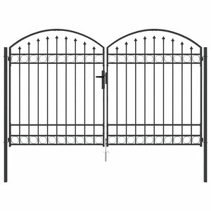 Cancello del Recinto con blocco Grigio 300 x 175 cm Acciaio 42008936