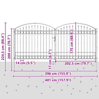 vidaXL Cancello del Recinto Altro Grigio 400 x 175 cm Acciaio