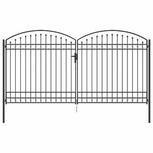 Cancello del Recinto con blocco Grigio 400 x 200 cm Acciaio 42008945