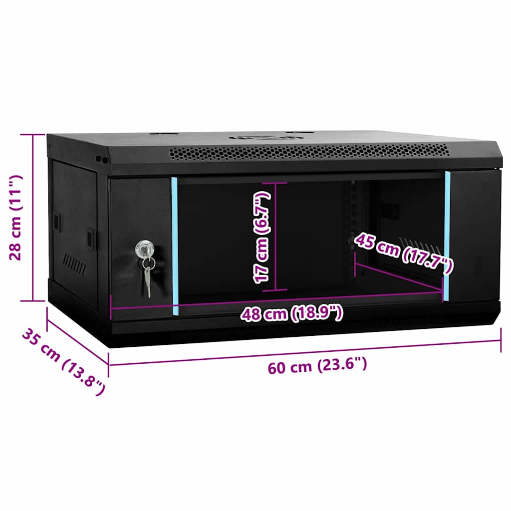 vidaXL Armadietto di rete Nero 60 x 35 x 28 cm Acciaio