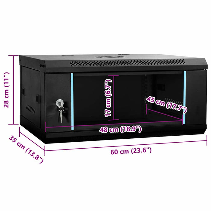 vidaXL Armadietto di rete Nero 60 x 35 x 28 cm Acciaio