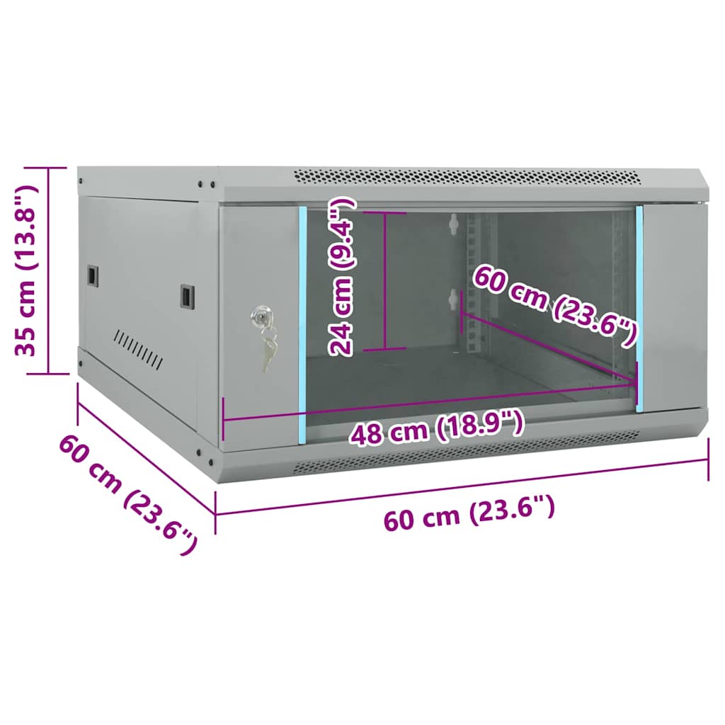vidaXL Armadietto di rete Grigio 60 x 60 x 35 cm Acciaio