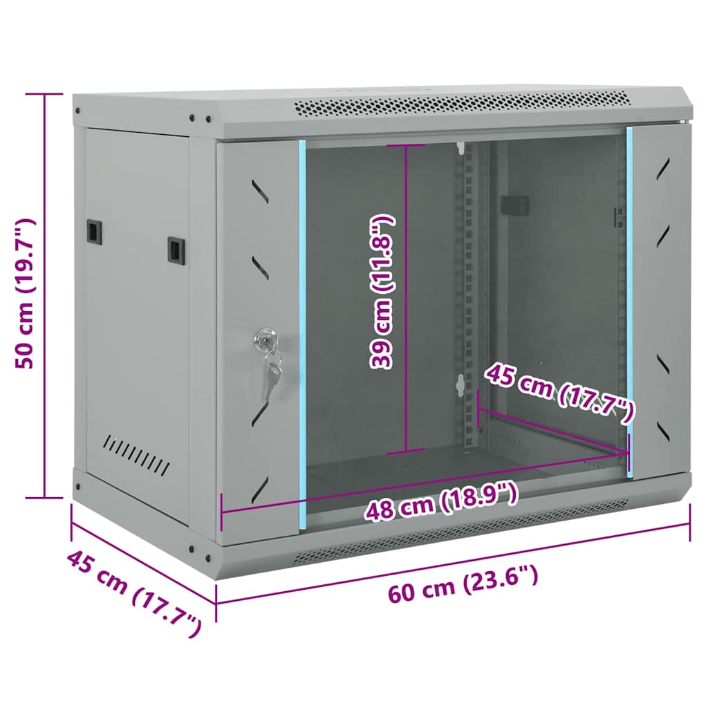 vidaXL Armadietto di rete Grigio 60 x 45 x 50 cm Acciaio