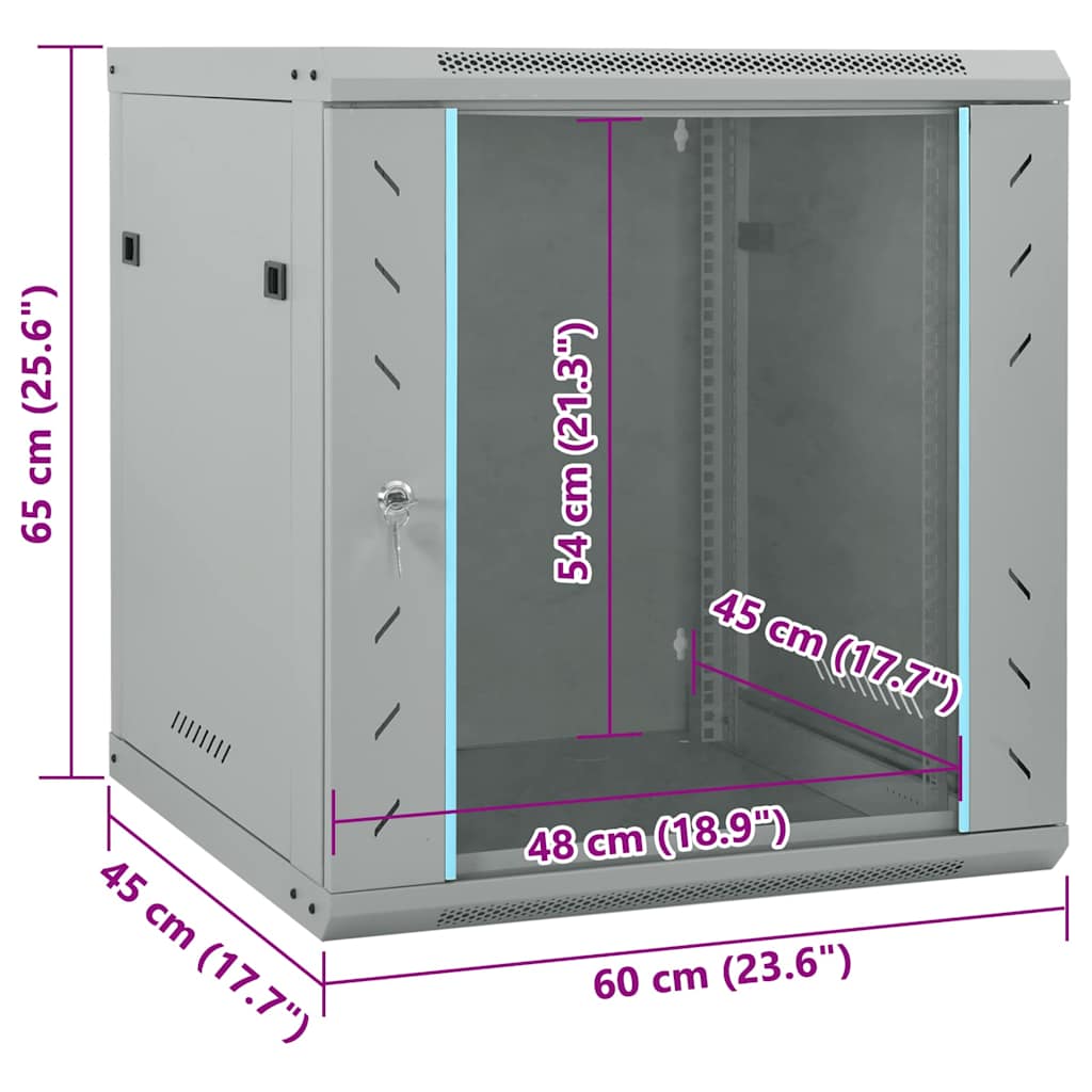 vidaXL Armadietto di rete Grigio 60 x 45 x 65 cm Acciaio