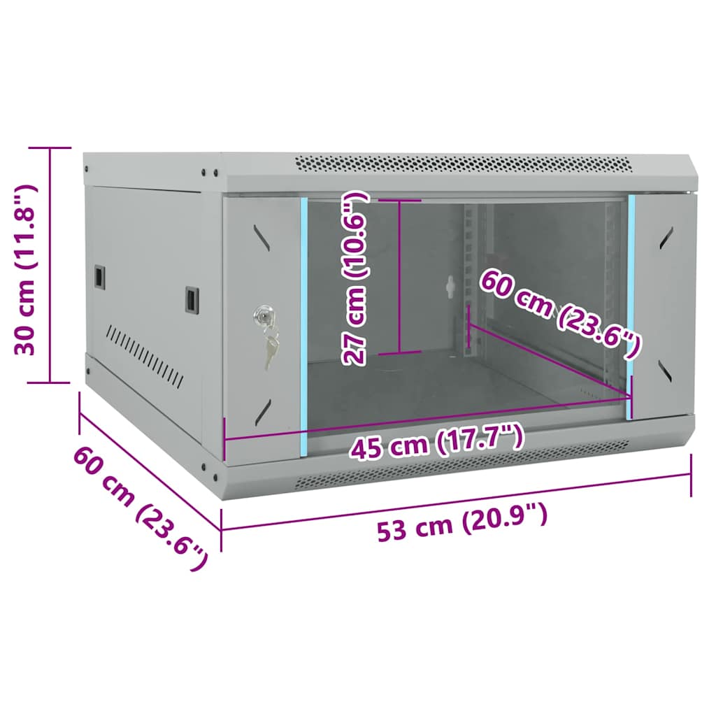 vidaXL Armadietto di rete Grigio 53 x 60 x 30 cm Acciaio
